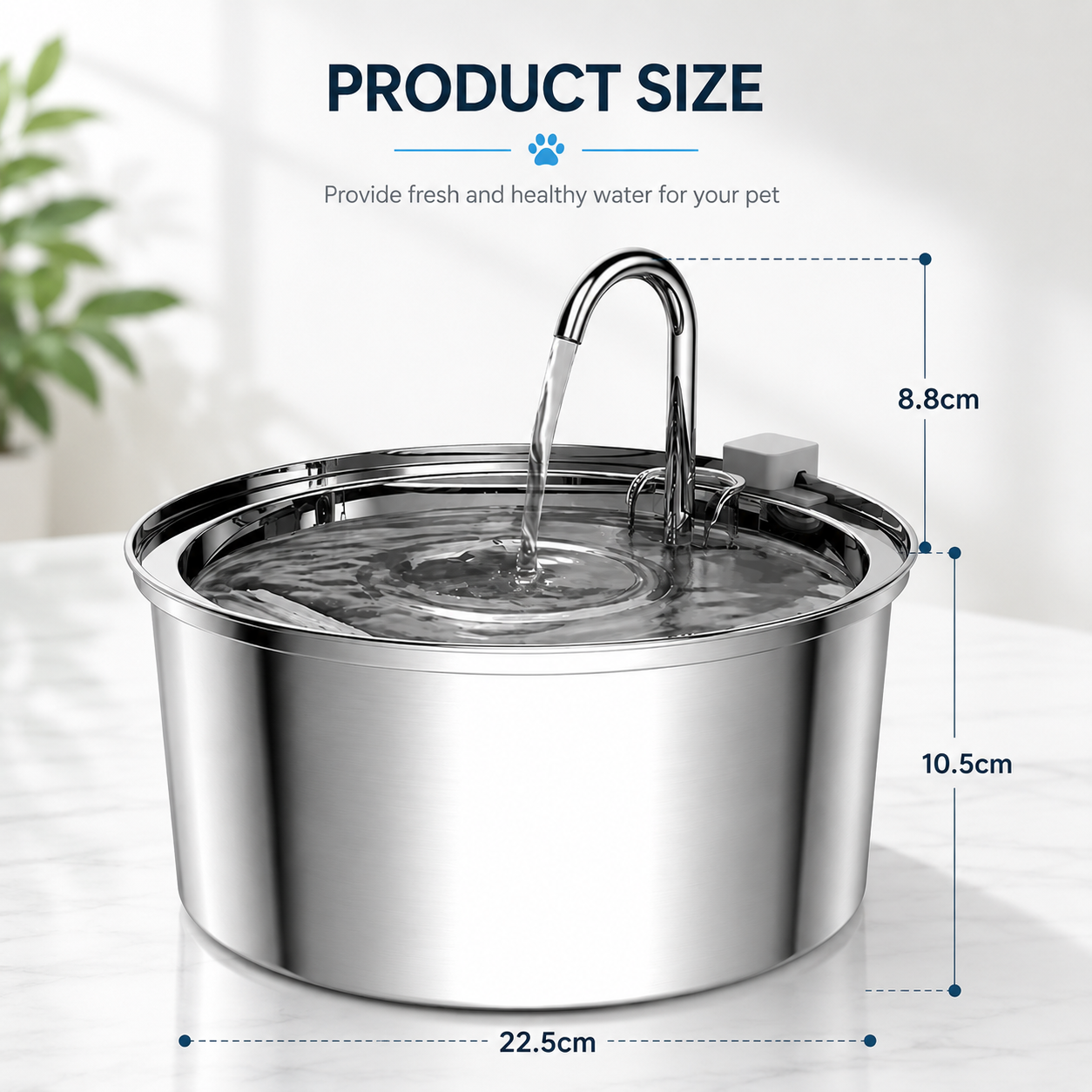 Automatic Stainless Steel Pet Water Dispenser 3L USB Powered Water Fountain for Pets - Premium Version