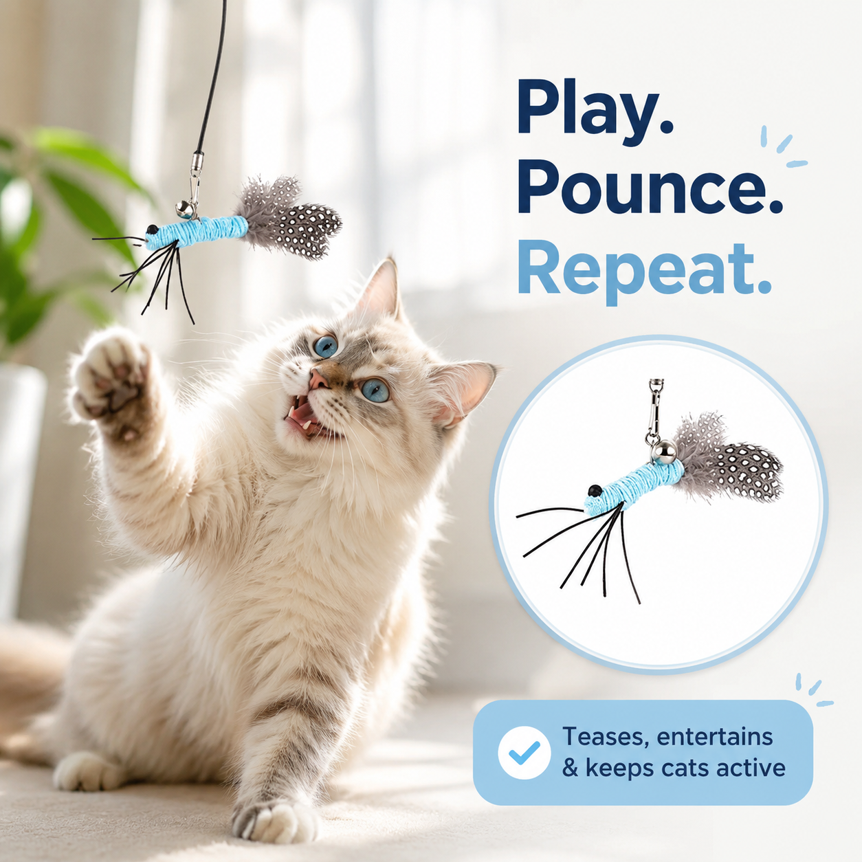 Dragonfly Feather Cat Toy Replacement Head Interactive Teaser Attachment for Cats