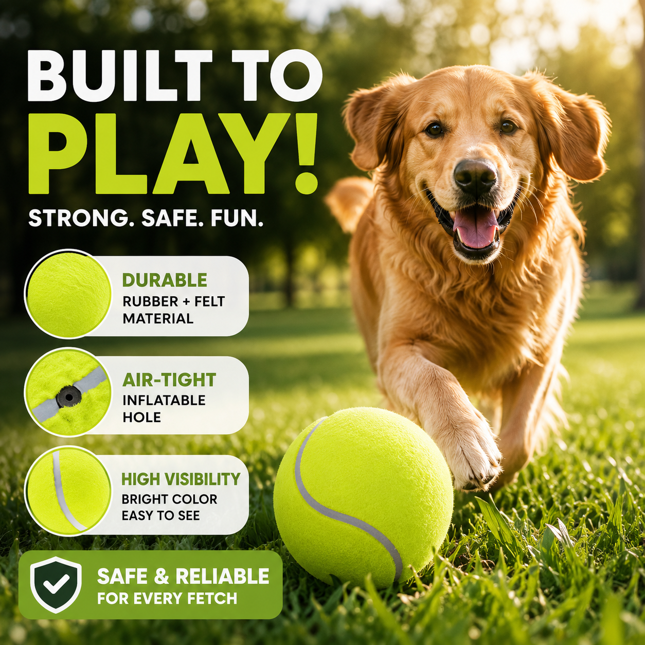 24 CM Giant Tennis Interactive Fetch Play Ball for Dogs