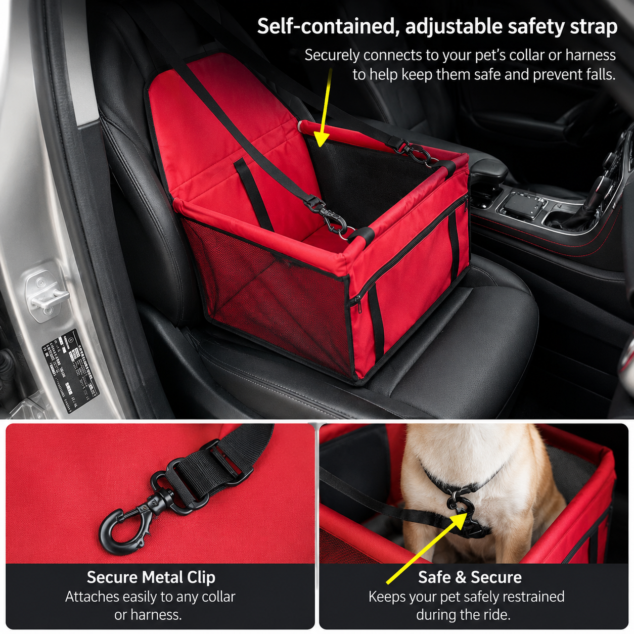Travel Pet Car Seat for Dogs and Cats - Red