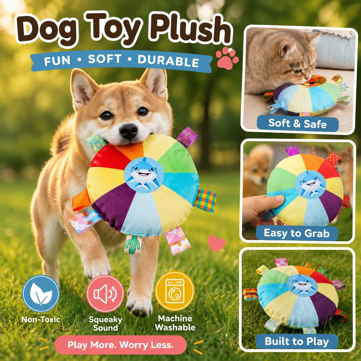 Dog Ball Toy with Grab Handles Interactive Pet Play Toy for Dogs