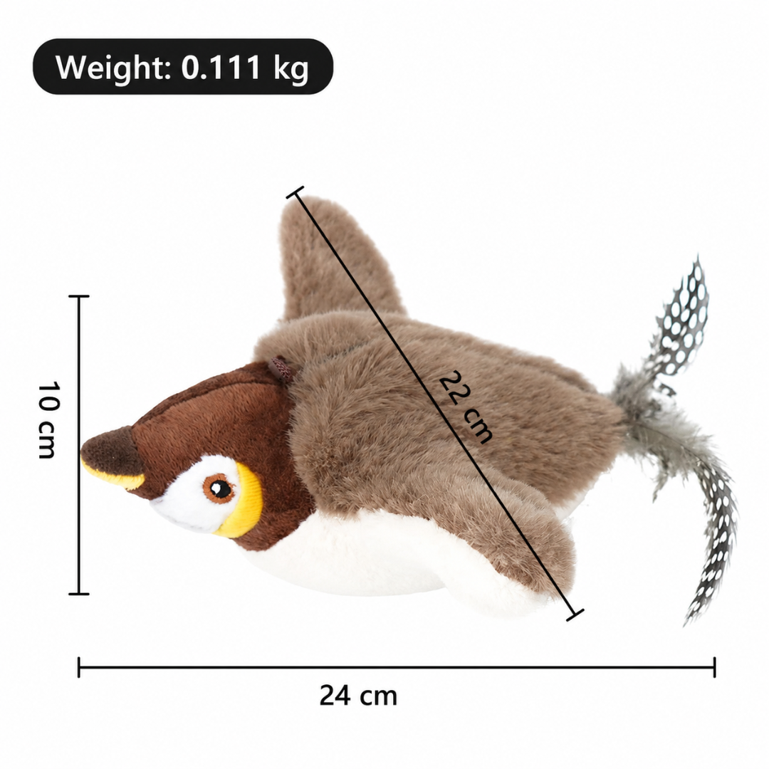 Touch Activated Plush Bird Cat Toy Rechargeable Interactive Play Toy for Indoor Cats