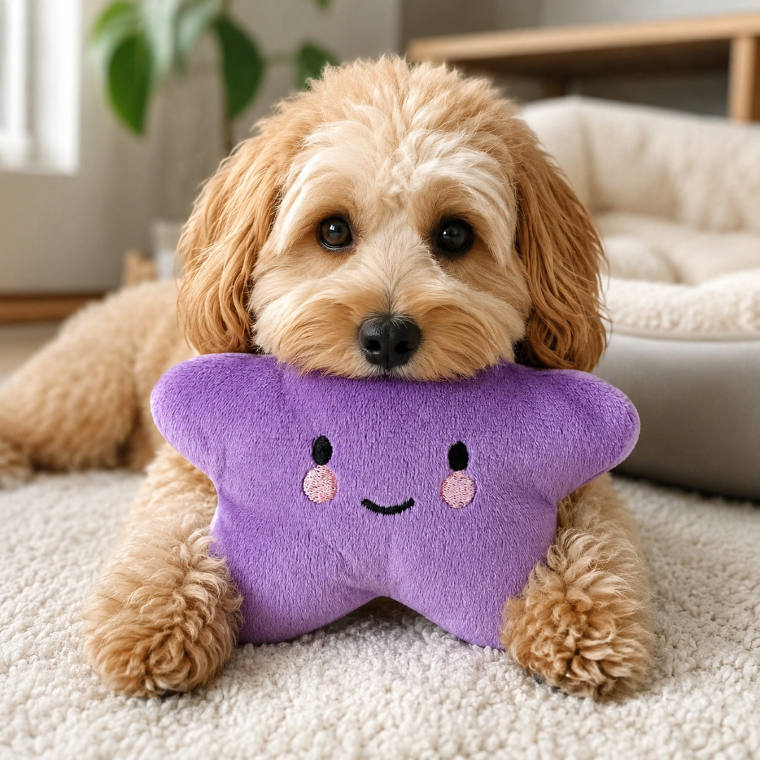 Plush Star Squeaky Pet Toy Soft Chew Toy for Dogs and Cats - Purple