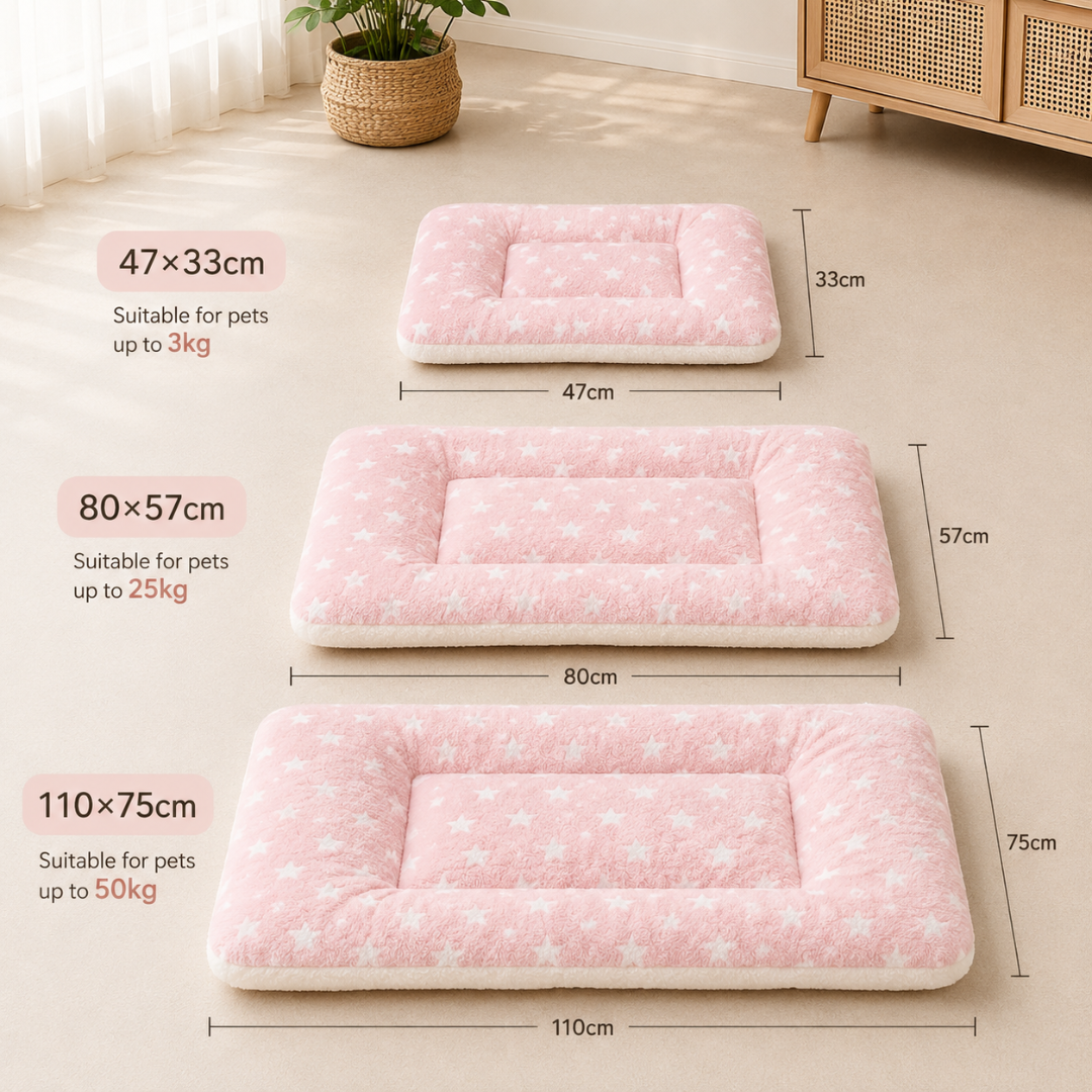 Plush Coral Fleece Pet Blanket Mat for Cats and Dogs Soft Washable Resting Pad - Pink