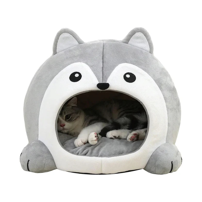 Indoor Plush Pet Cushion Lounger Bed for Cats and Small Dogs
