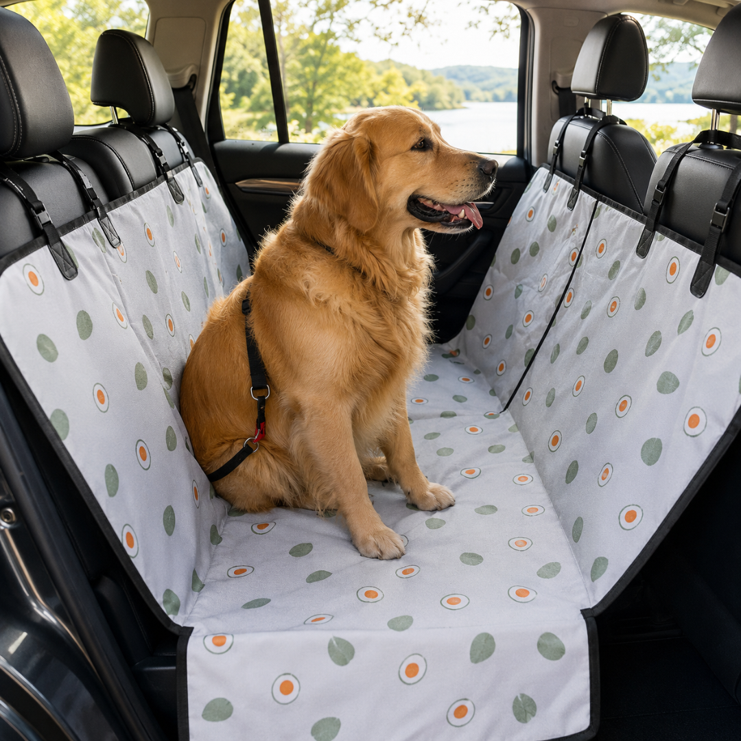 Waterproof Pet Travel Hammock Rear Seat Cover for Small Medium and Large Dogs - White