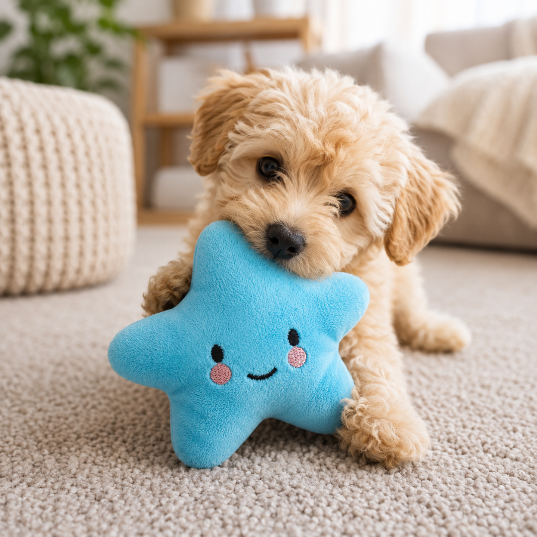Plush Star Squeaky Toy with Soft Chew Design for Dogs and Cats - Light Blue