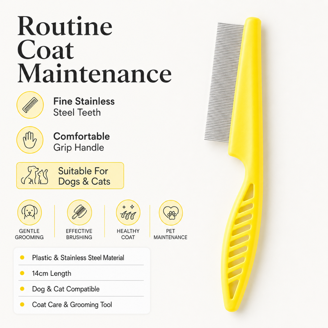 Portable Pet Hair Removal Comb with Comfortable Grip for Dogs and Cats - Yellow