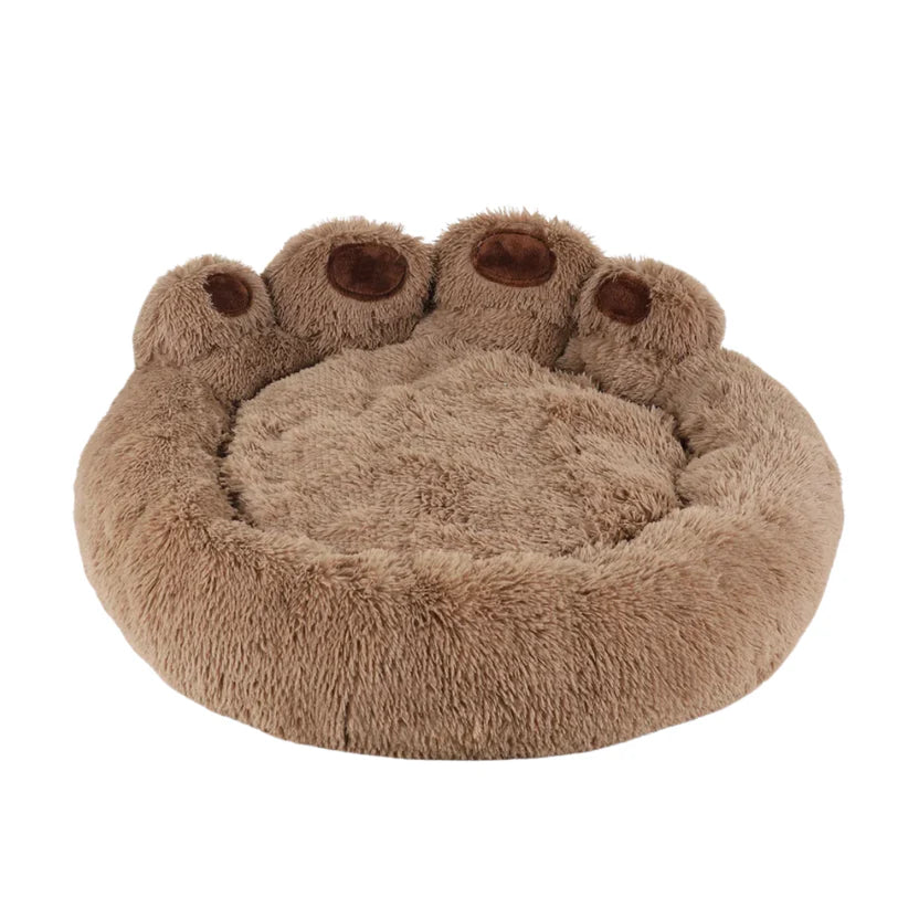 Fluffy Pet Bed Soft Plush Dog Sofa Cushion Large Cat and Dog Basket - Coffee