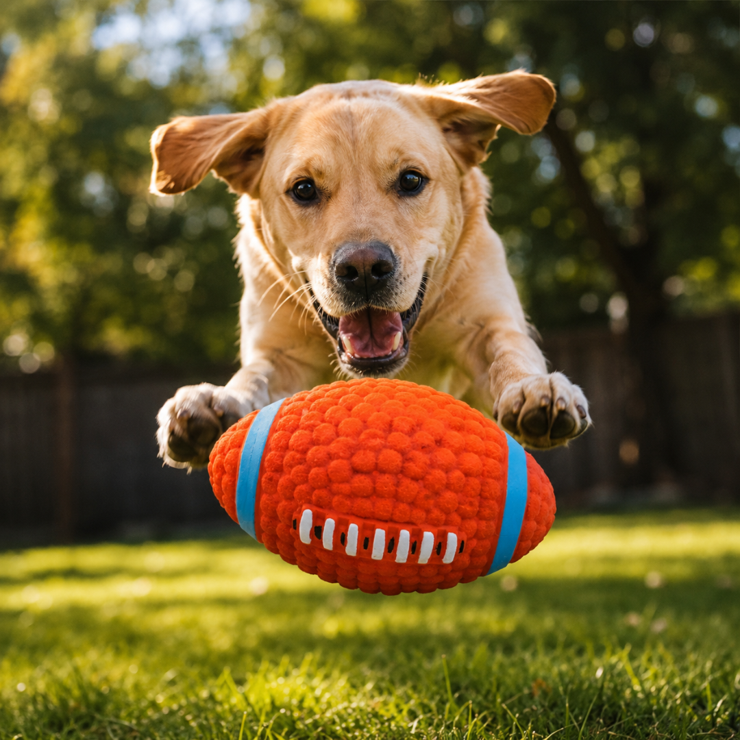 Rugby Dog Toy Ball for Fetch Training and Interactive Play