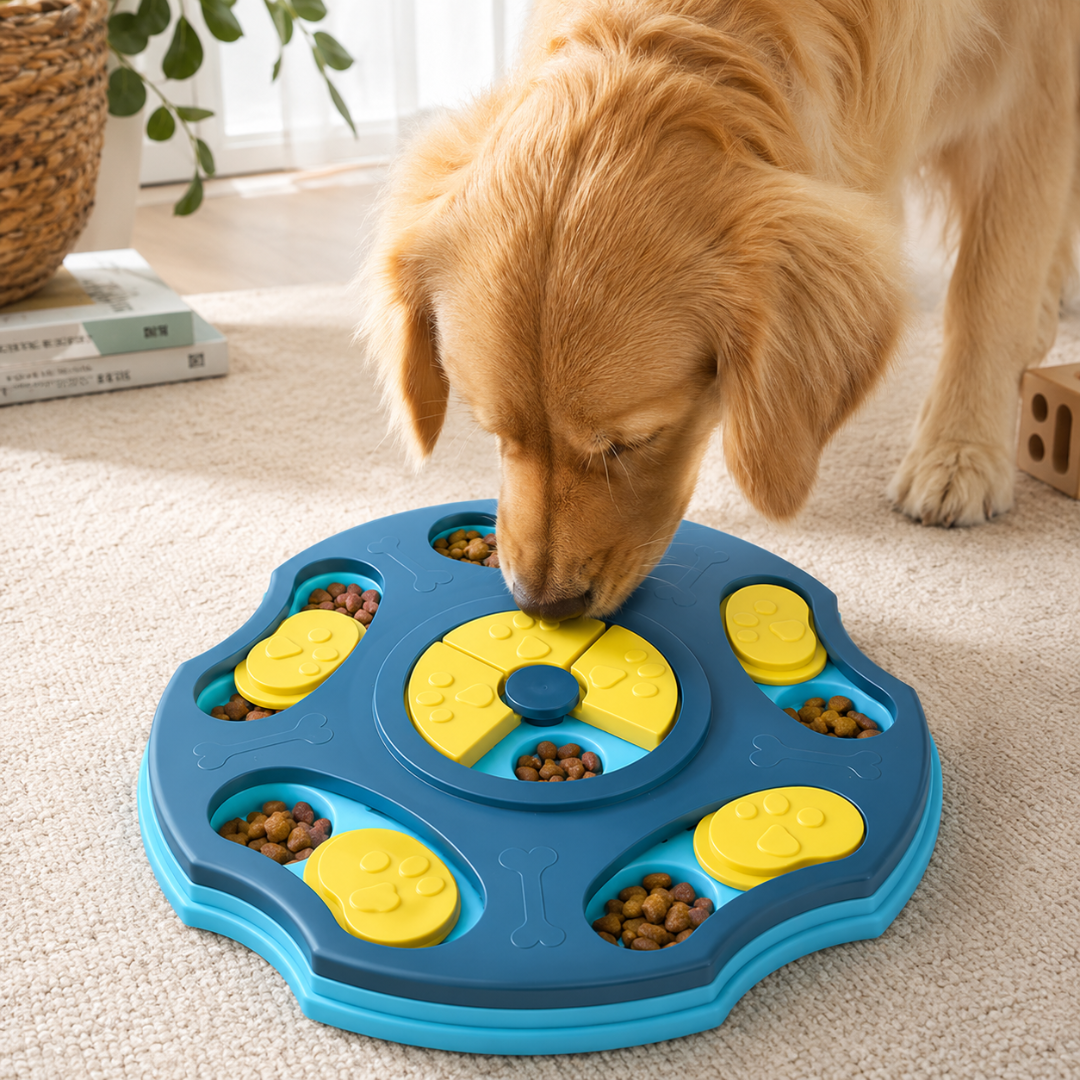 Interactive Dog Slow Feeder Puzzle Bowl Non Slip Food Dispenser for Dogs and Cats - Green