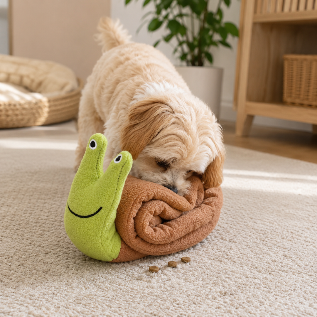 Plush Sniffing Puzzle Snail Toy for Dogs and Cats