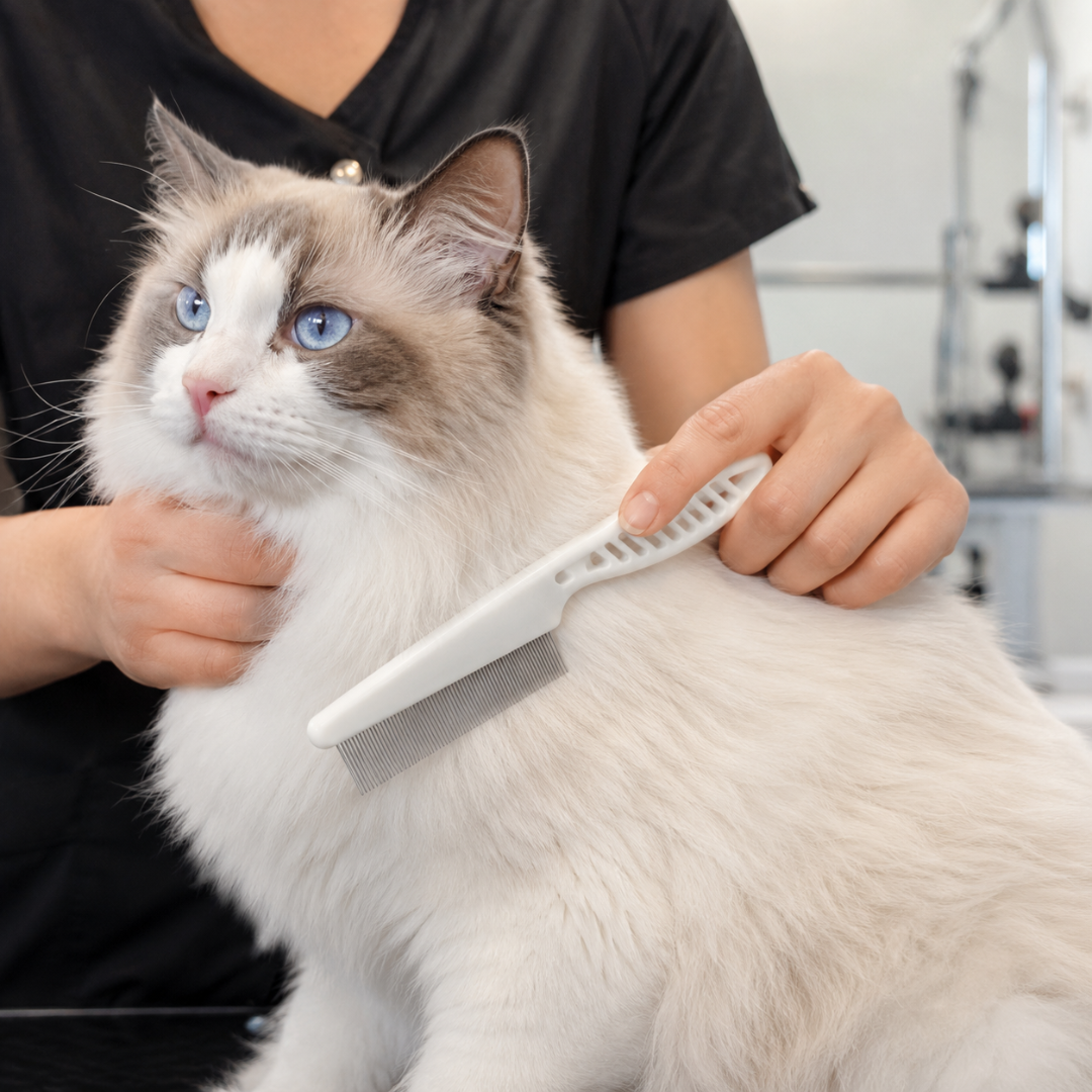 Stainless Steel Pet Grooming Comb for Dogs and Cats Hair Shedding and Flea Removal - White
