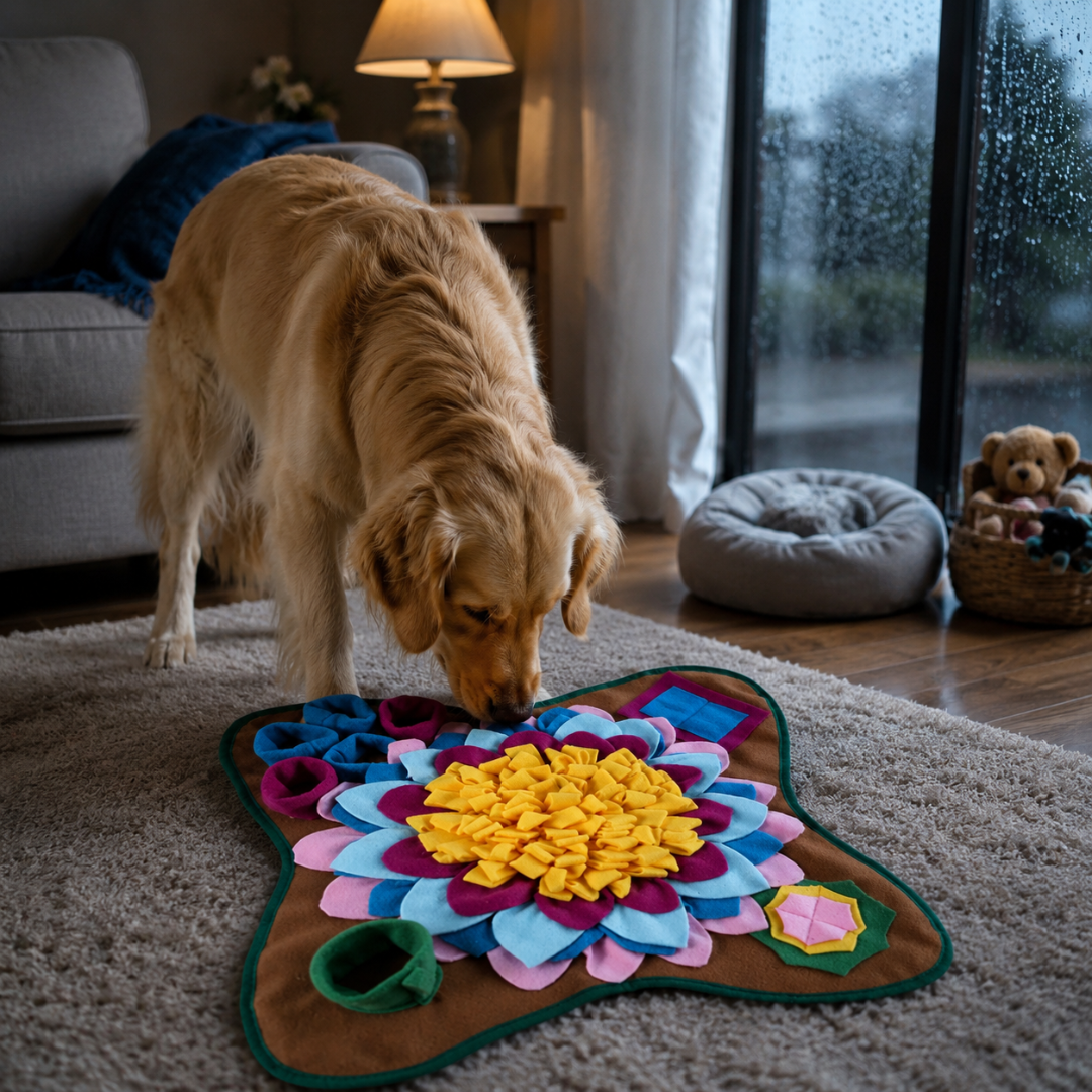 Foldable Dog Snuffle Mat Interactive Feeding Puzzle Toy for Dogs - Brown