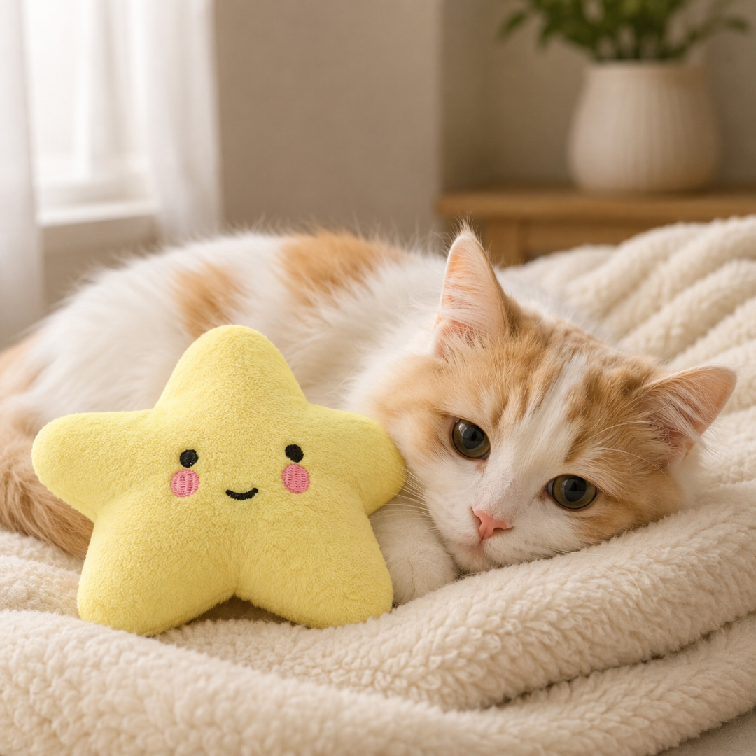 Plush Star Pet Toy with Squeaker Chew Toy for Dogs and Cats - Yellow