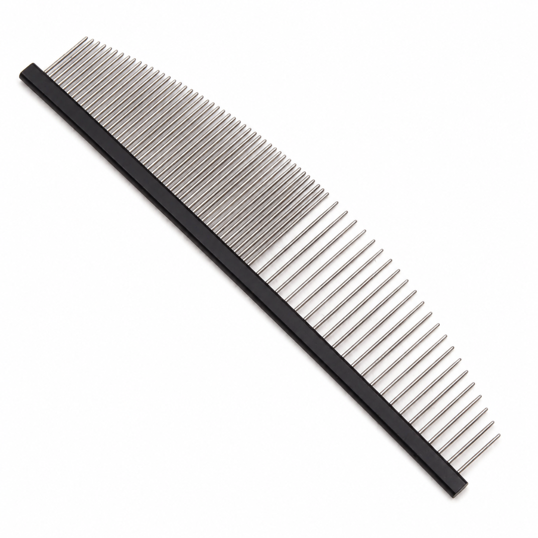 Portable Pet Hair Grooming Comb Stainless Steel Deshedding Tool for Dogs and Cats - Black