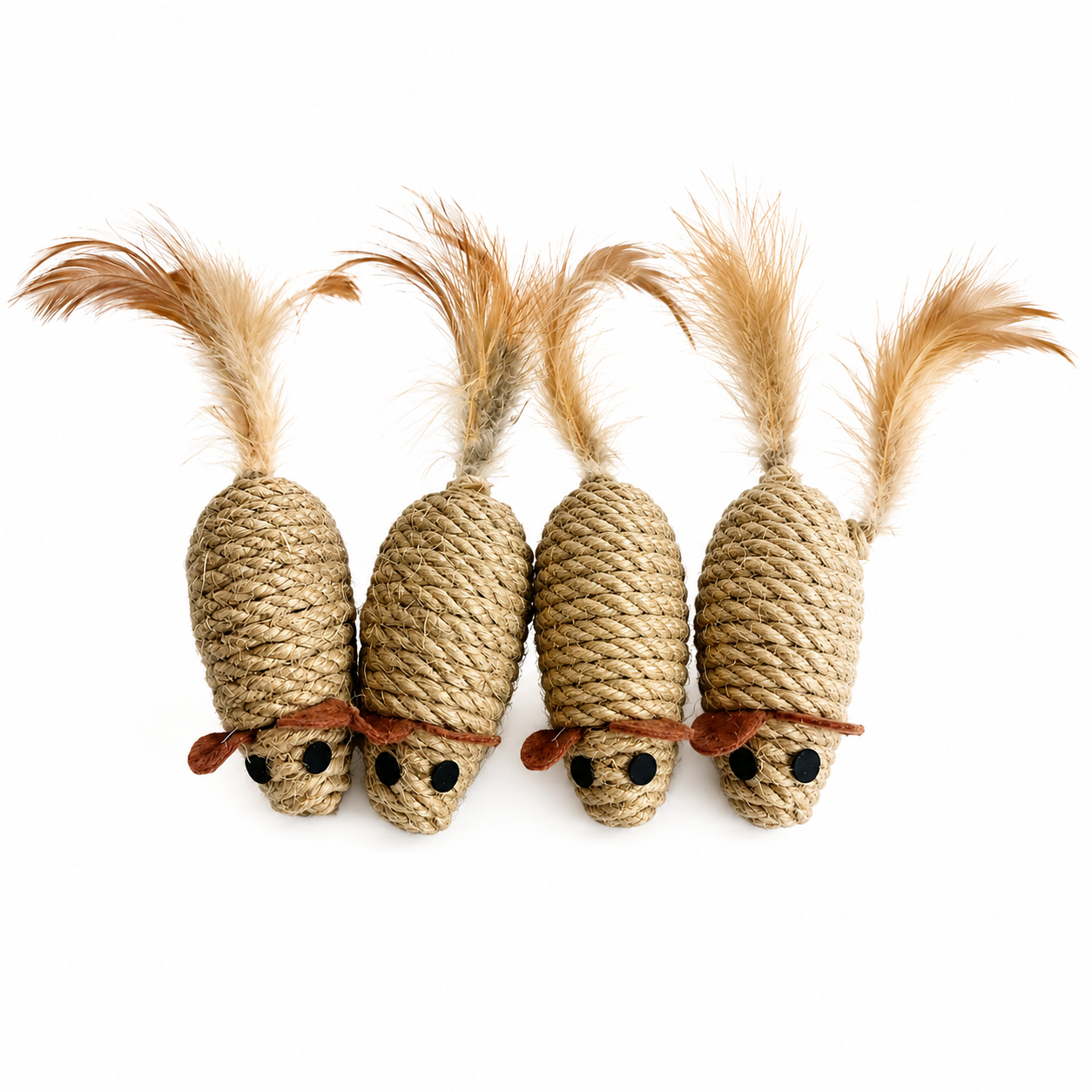 4 Piece Cat Mouse Toy Set Sisal and Plush Interactive Play Toy for Cats