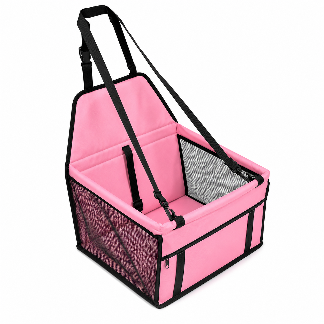 Foldable Travel Pet Car Seat for Dogs and Cats - Pink