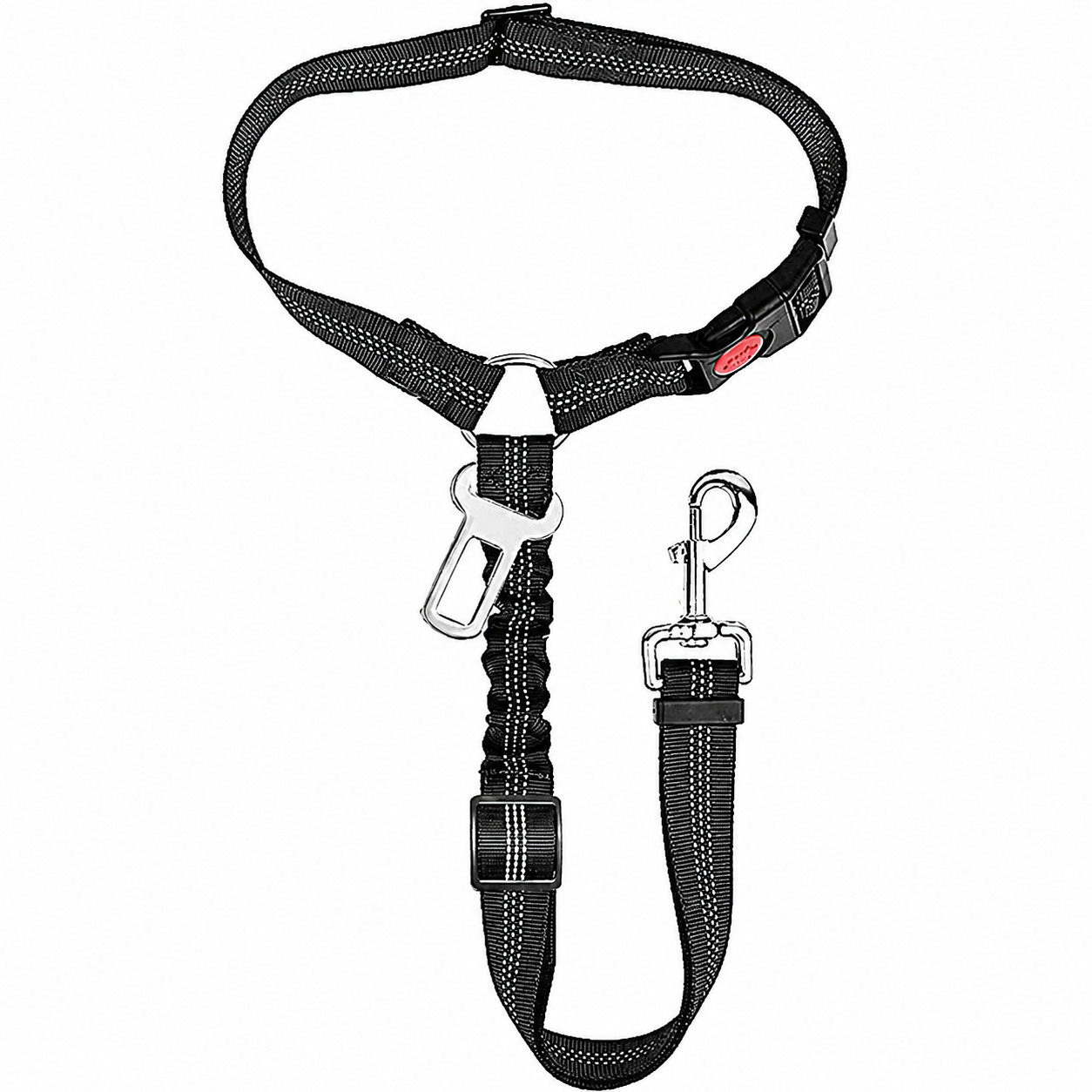 2 in 1 Pet Safety Leash Adjustable Elastic Travel Strap for Dogs and Cats - Black