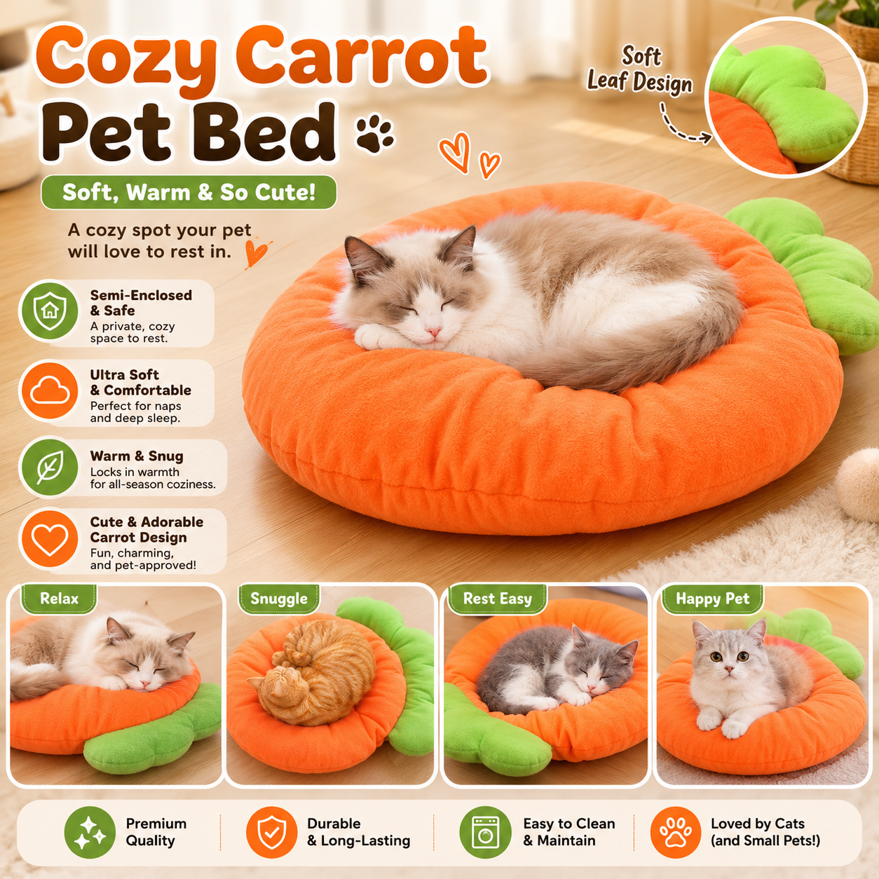 Carrots Shape Sleeping Mat for Small Pets