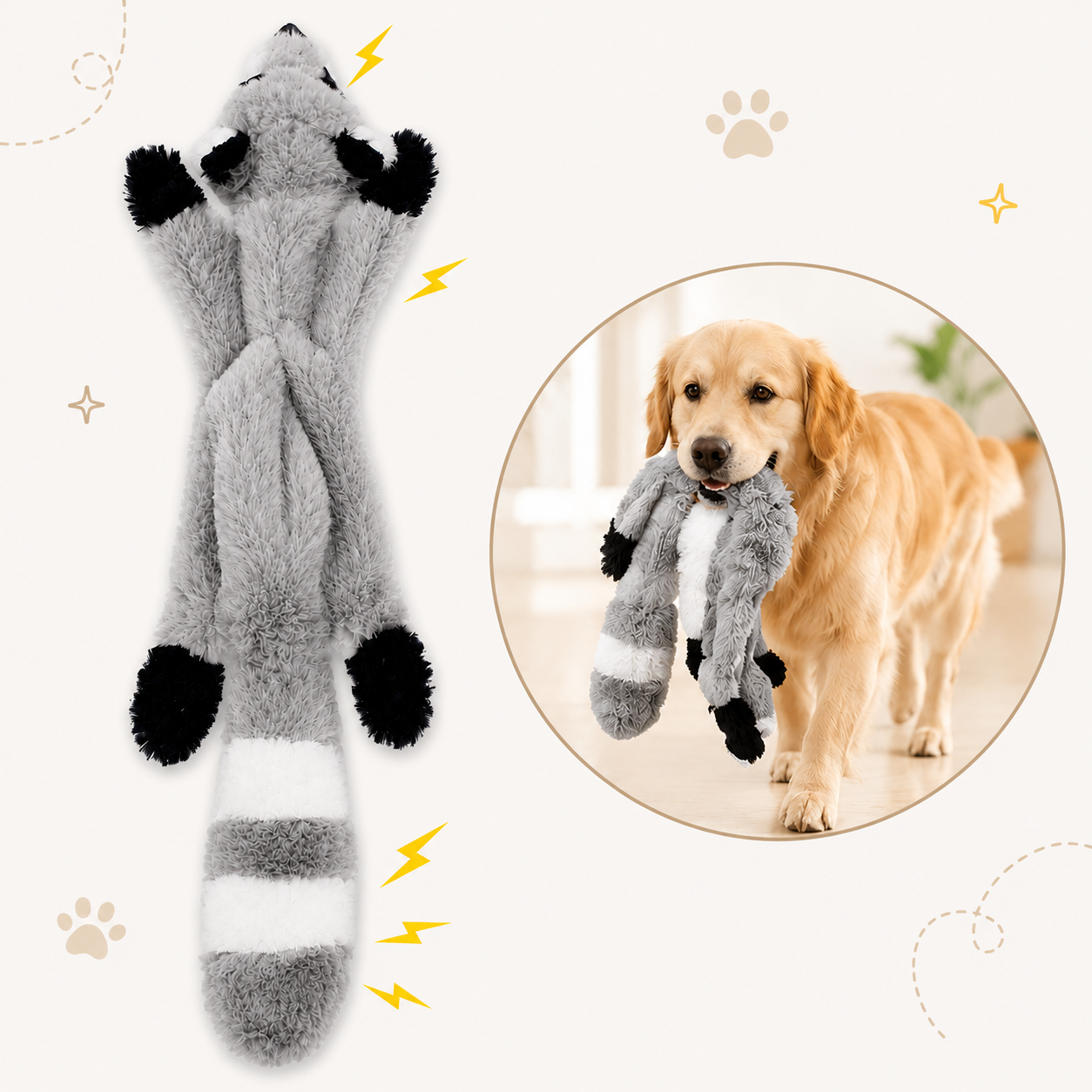 Raccoon Dog Chew Toy No Stuffing 45cm