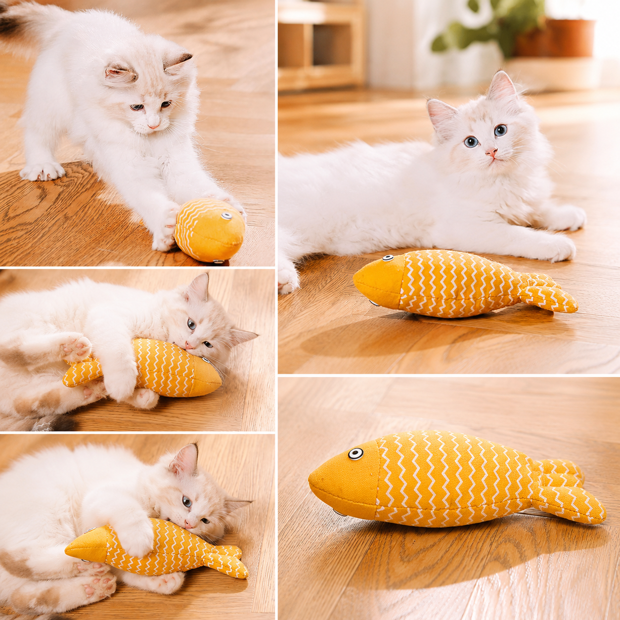 Fish Shaped with Catnip Soft Linen Interactive Pet Toy - Yellow