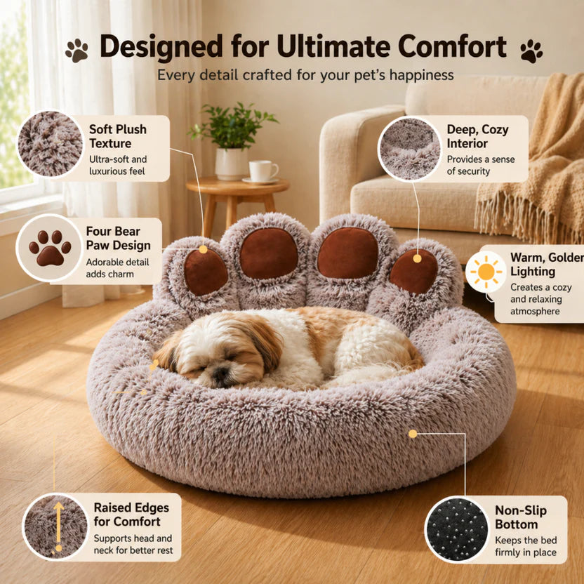 Fluffy Pet Bed Soft Sofa Cushion Basket for Cats and Dogs - Gradient Coffee