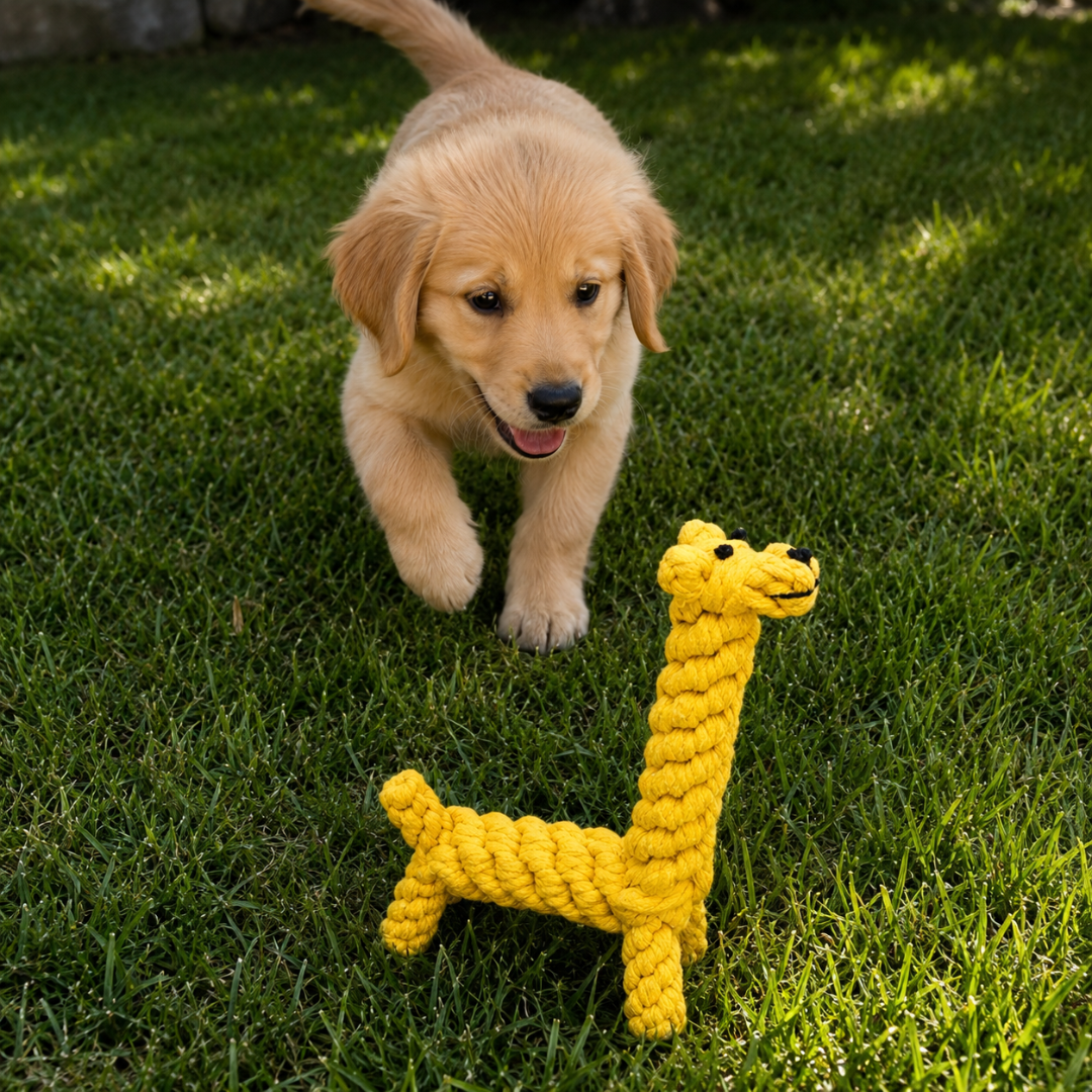 Cotton Rope Knot Giraffe Dog Chew Toy for Puppies and Small Dogs