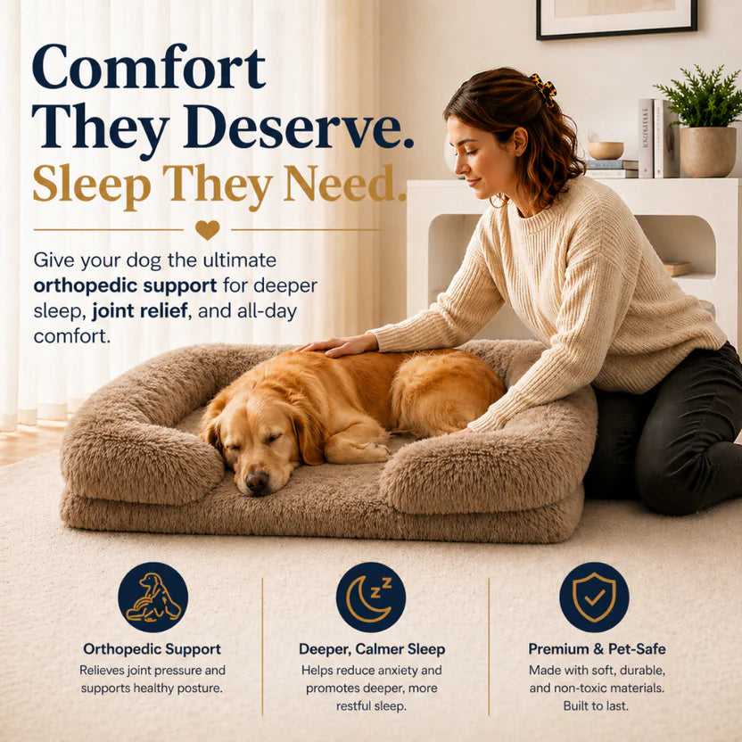 Square Pet Cushion Bed Thick Plush Sofa Style Mat for Indoor Cats and Dogs - Khaki