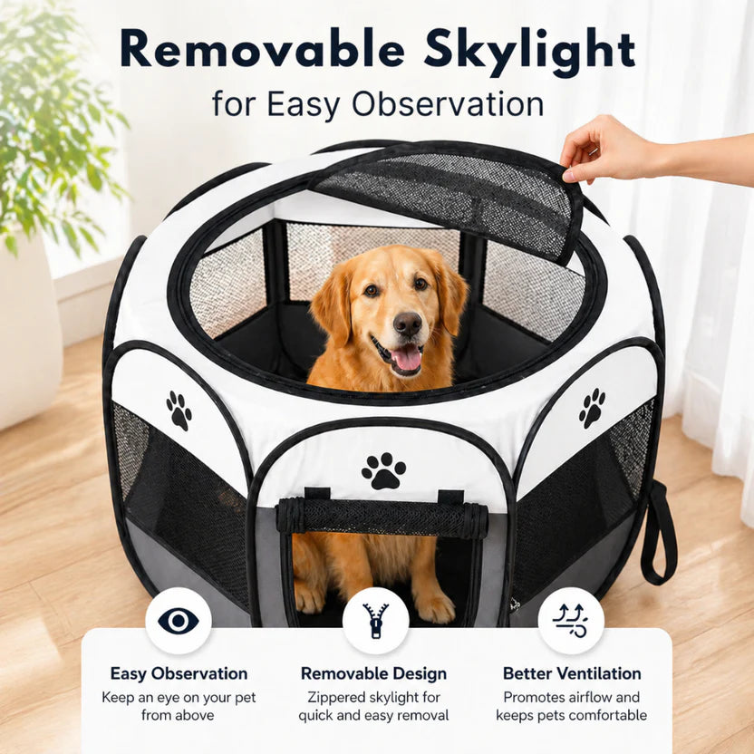 Foldable Pet Playpen Oxford Cloth Portable Pet Tent Fence for Cats and Small Dogs