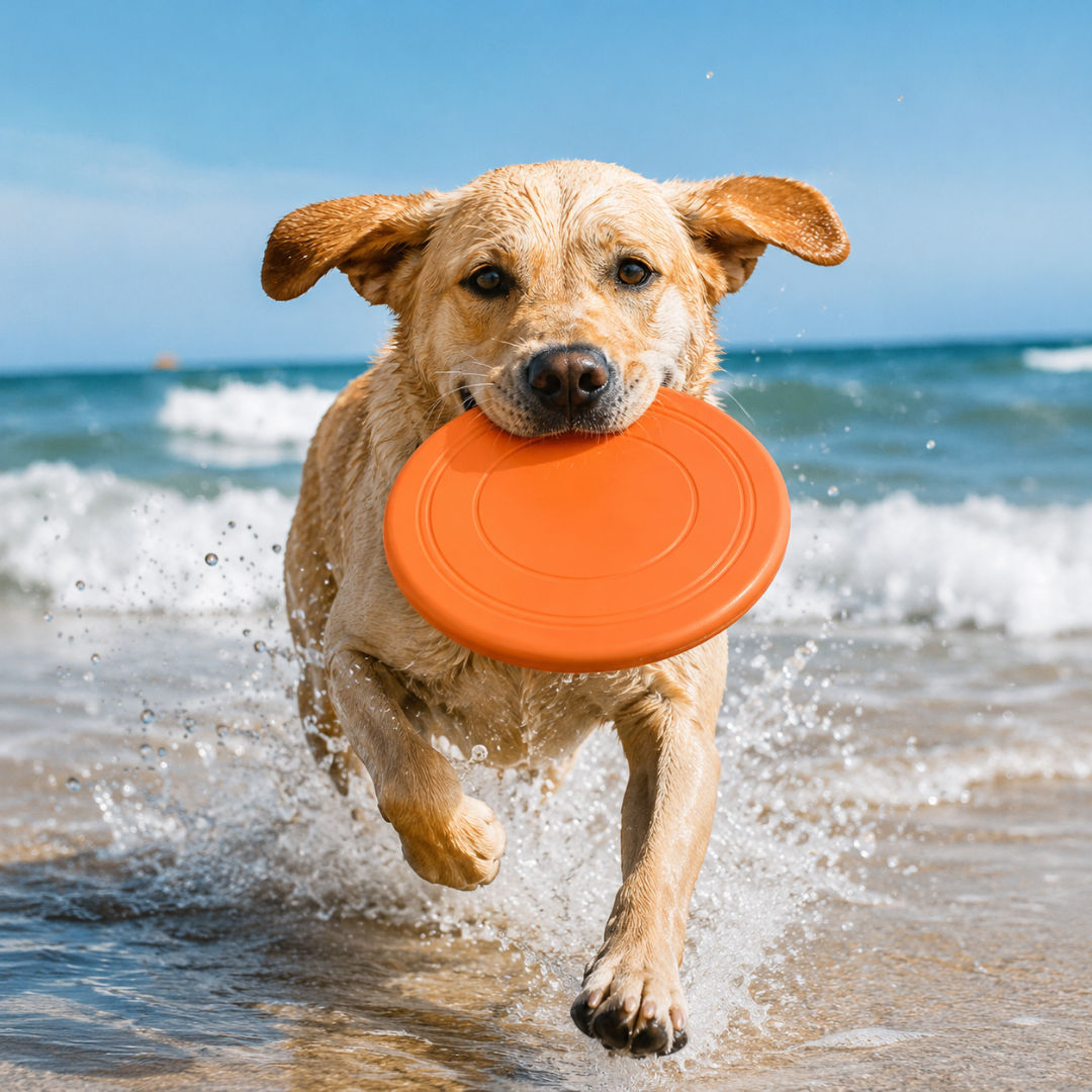 Floating Frisbee Dog Toy with Soft Grip Rubber Design for Outdoor Training - Orange