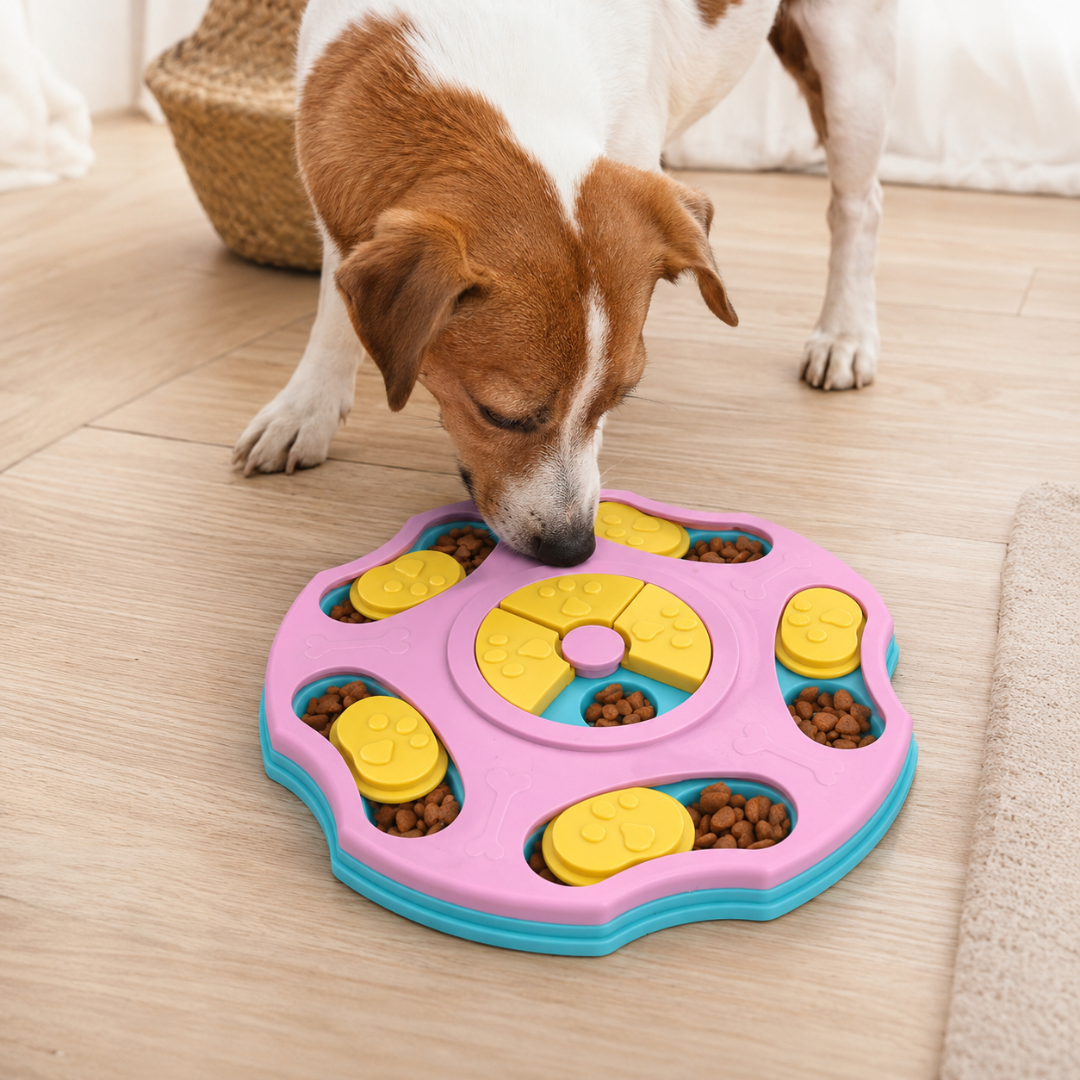 Interactive Slow Feeder Dog Bowl Non-Slip Food Puzzle Toy for Dogs and Cats - Pink