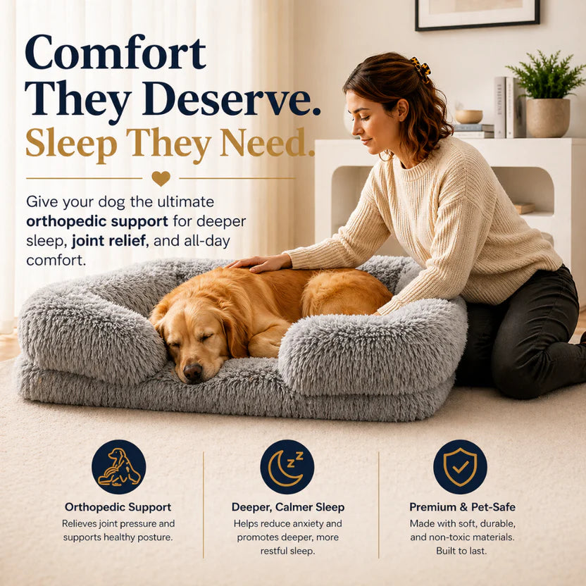 Plush Pet Sofa Bed Square Cushion Removable Mat for Cats and Dogs - Light Grey