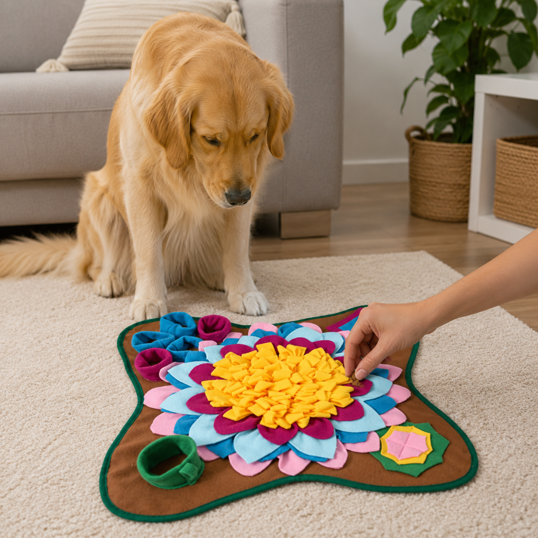 Foldable Dog Snuffle Mat Interactive Feeding Puzzle Toy for Dogs - Brown