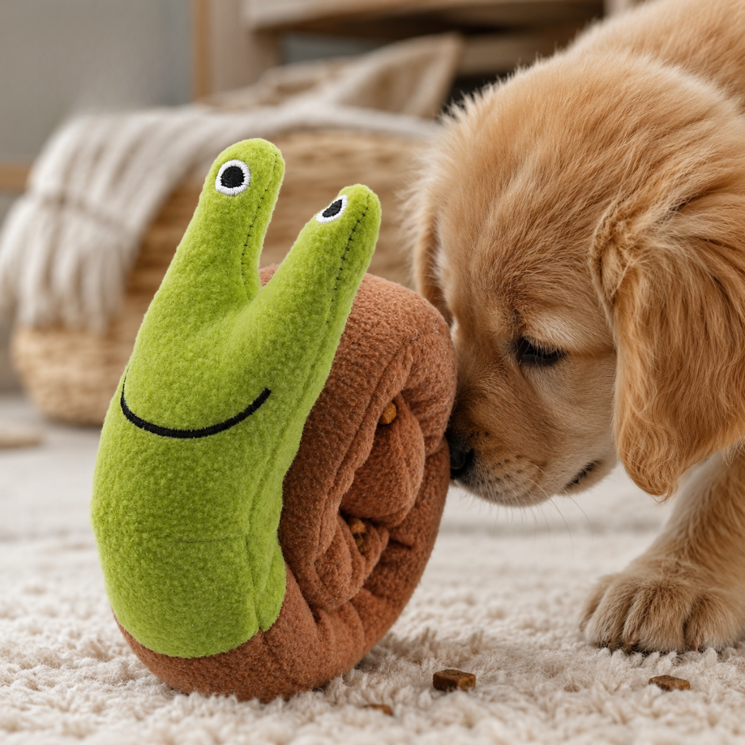 Plush Sniffing Puzzle Snail Toy for Dogs and Cats
