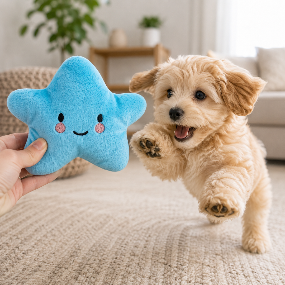 Plush Star Squeaky Toy with Soft Chew Design for Dogs and Cats - Light Blue