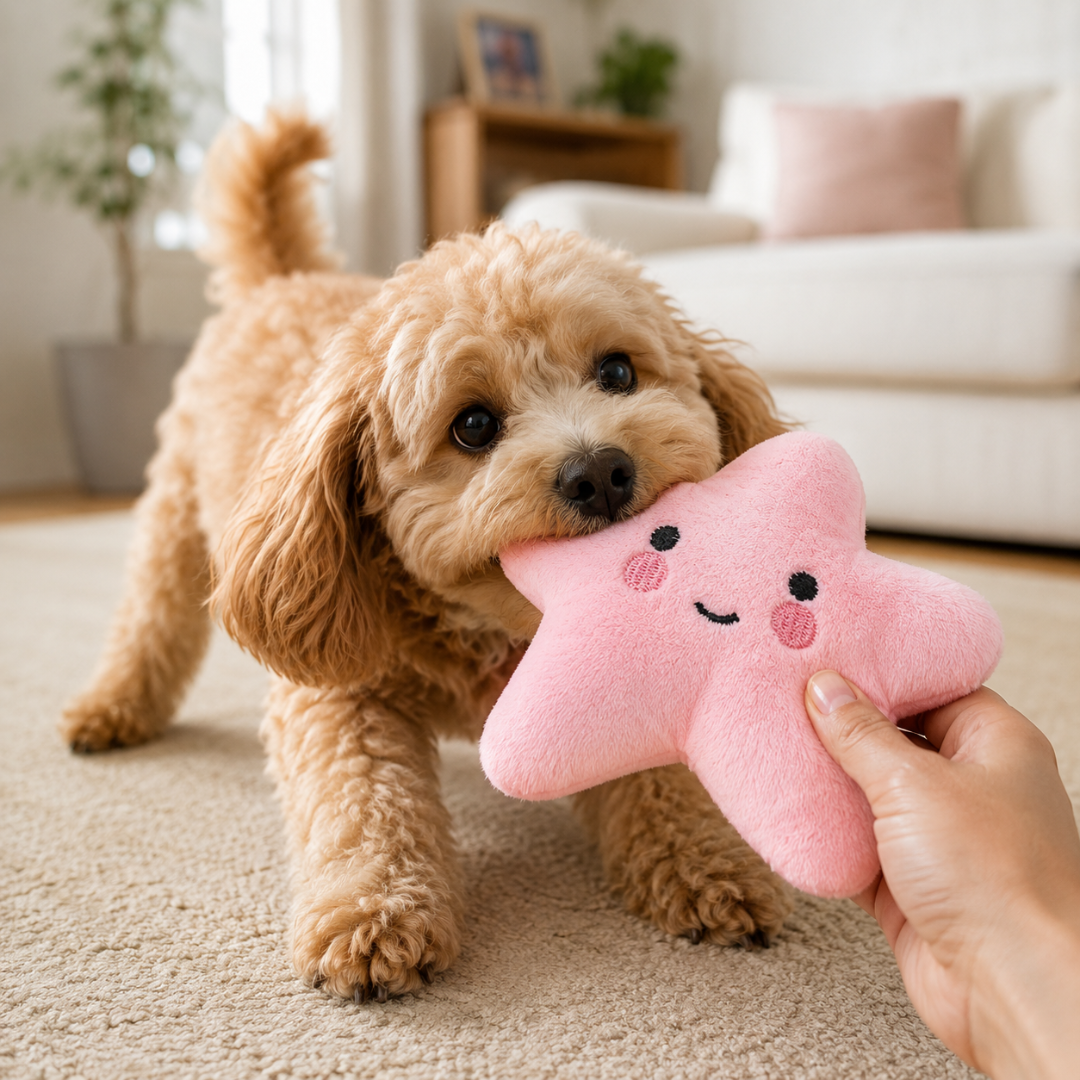 Plush Star Squeaky Pet Toy for Dogs and Cats - Pink