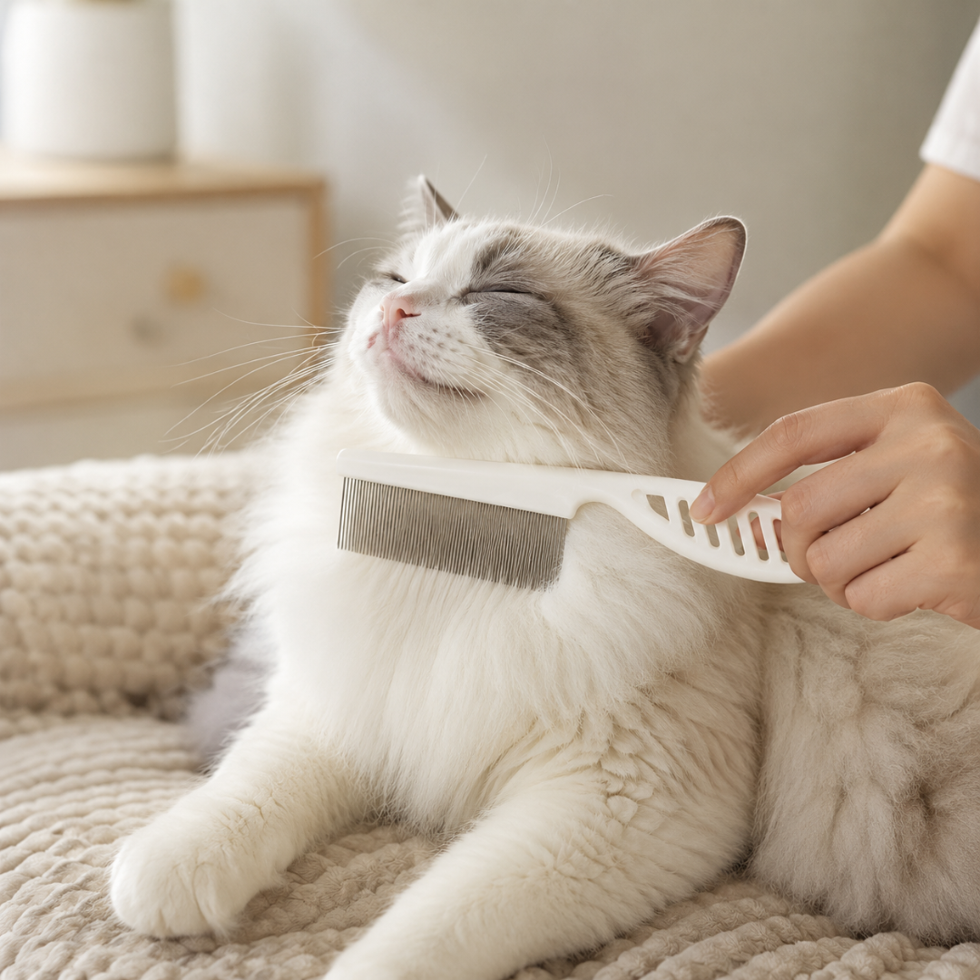 Stainless Steel Pet Grooming Comb for Dogs and Cats Hair Shedding and Flea Removal - White