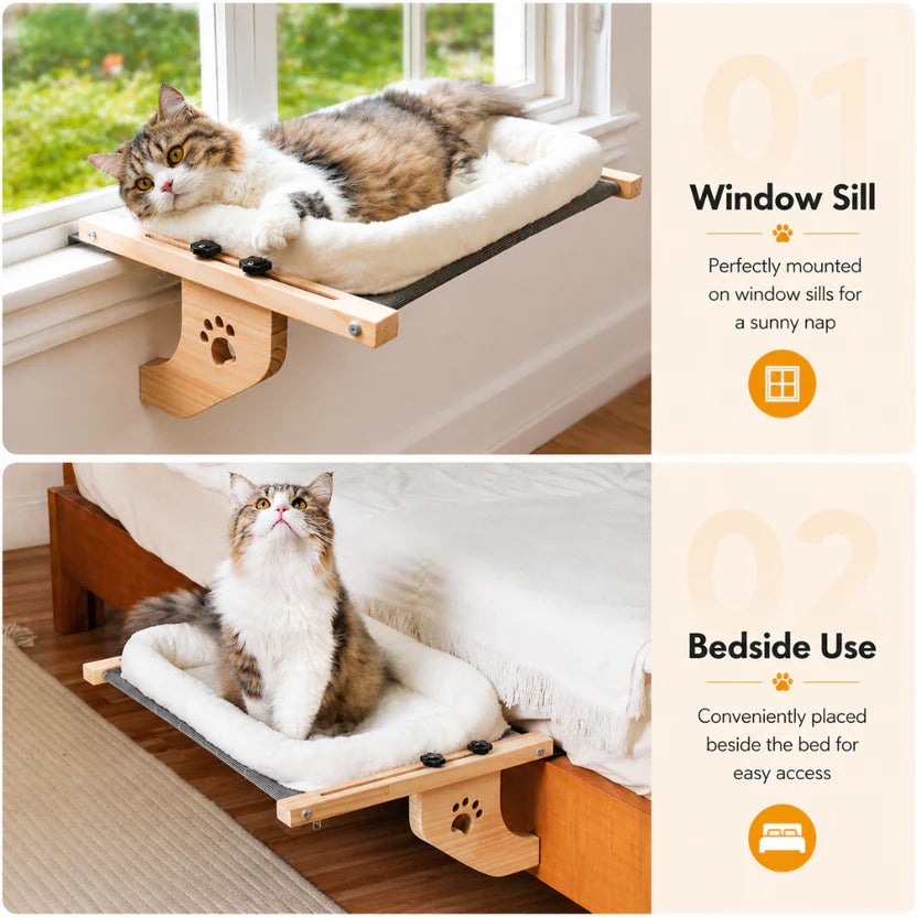Cat Hammock Perch Adjustable Wall Mount Fleece Pet Rest Platform