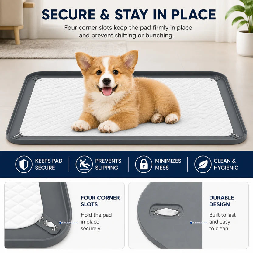 Silicone Pet Training Pad Holder Waterproof Tray with Raised Edge for Dogs