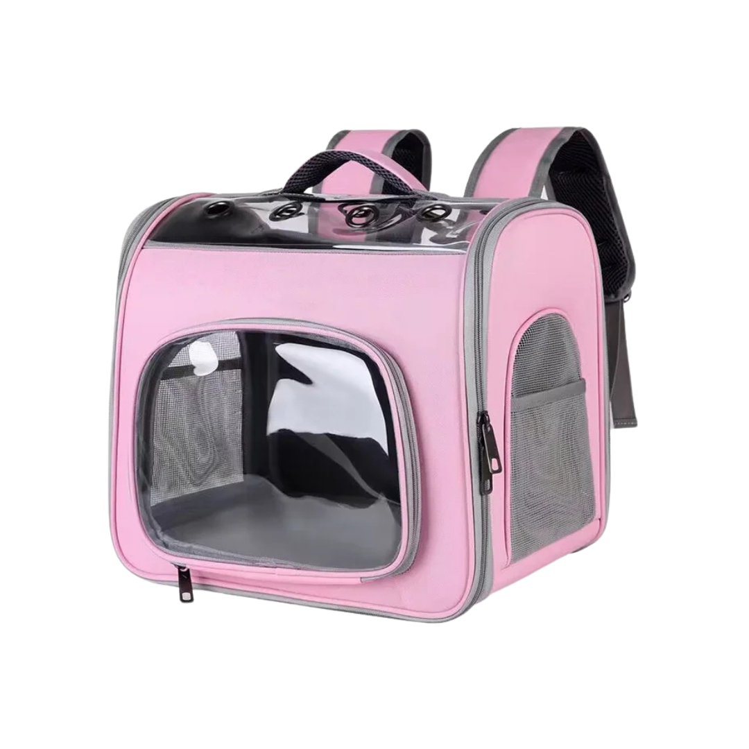 Portable Oxford Pet Backpack Carrier with Ventilation Mesh for Cats and Small Dogs - Pink