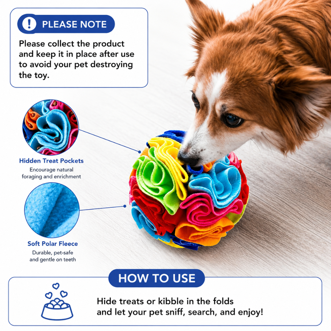 Portable Snuffle Ball Dog Puzzle Toy Soft Treat Hiding Toy for Interactive Play