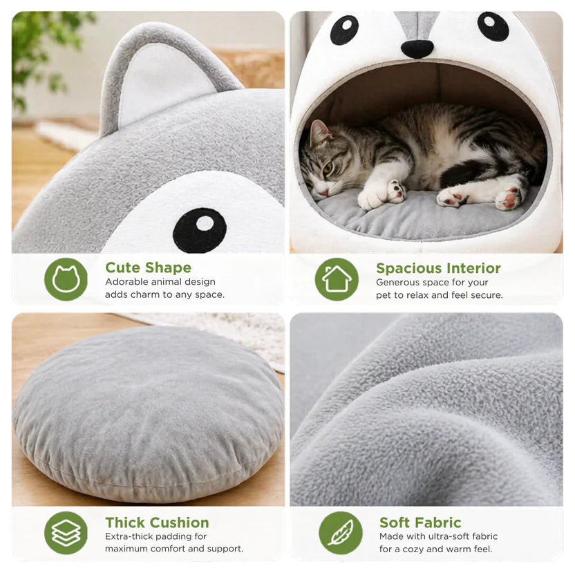 Indoor Plush Pet Cushion Lounger Bed for Cats and Small Dogs