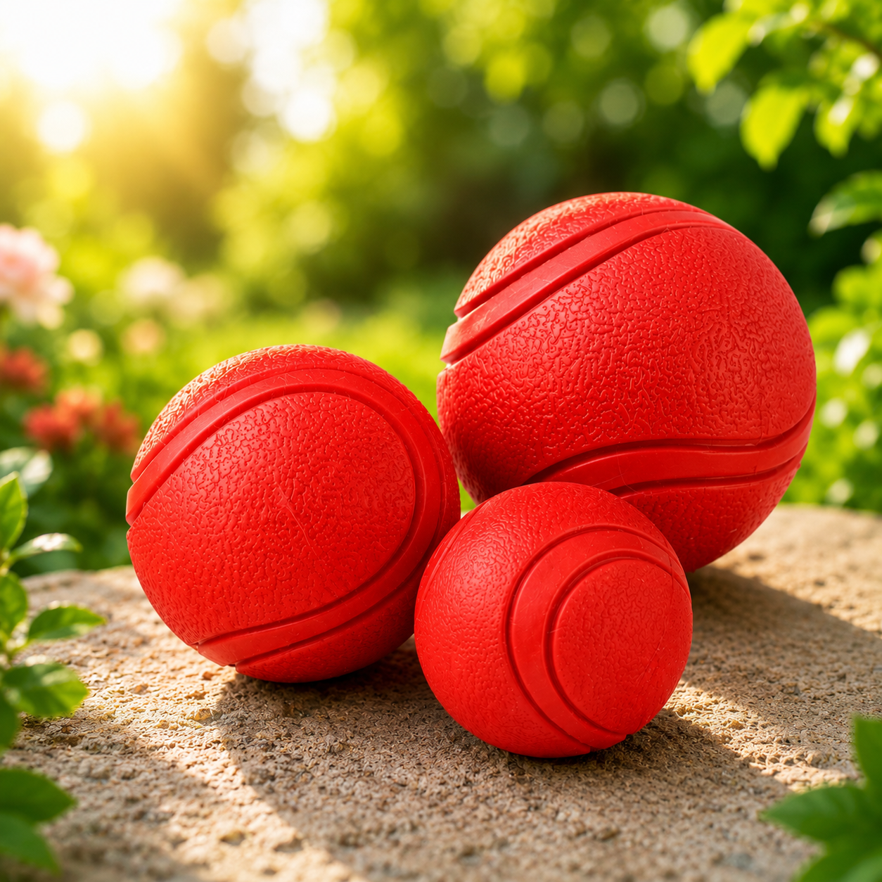 Rubber Pet Toy Ball Bite Resistant for Dogs and Cats - Red