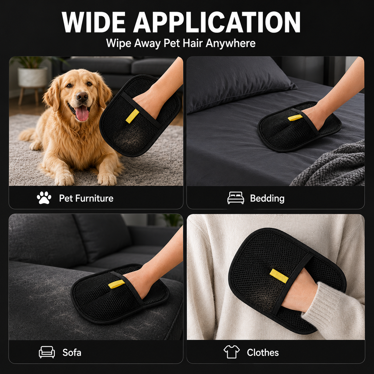 Electrostatic Pet Hair Removal Glove for Furniture Clothing and Pets