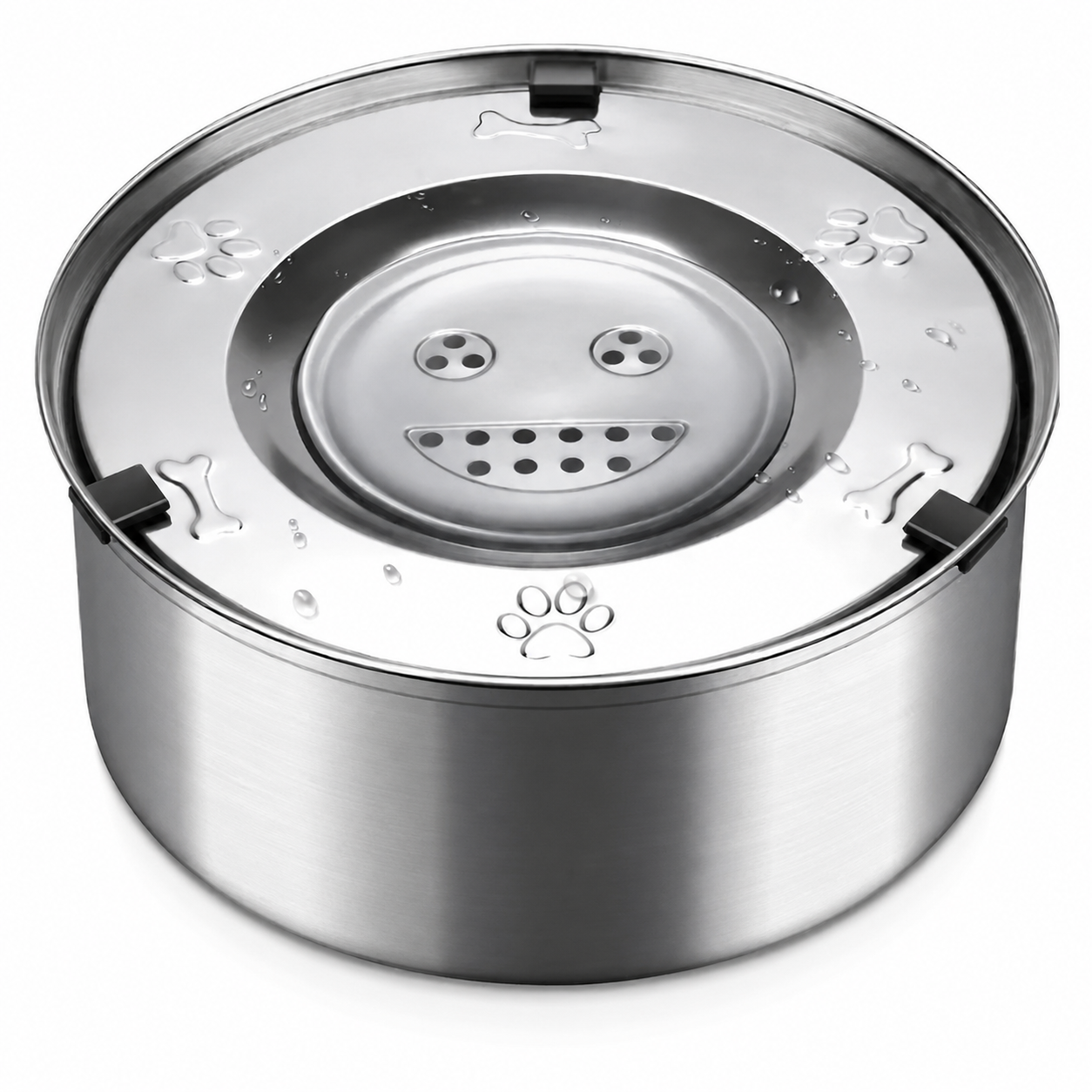 1L Stainless Steel Pet Water Bowl Anti Splash Floating Dish for Dogs and Cats