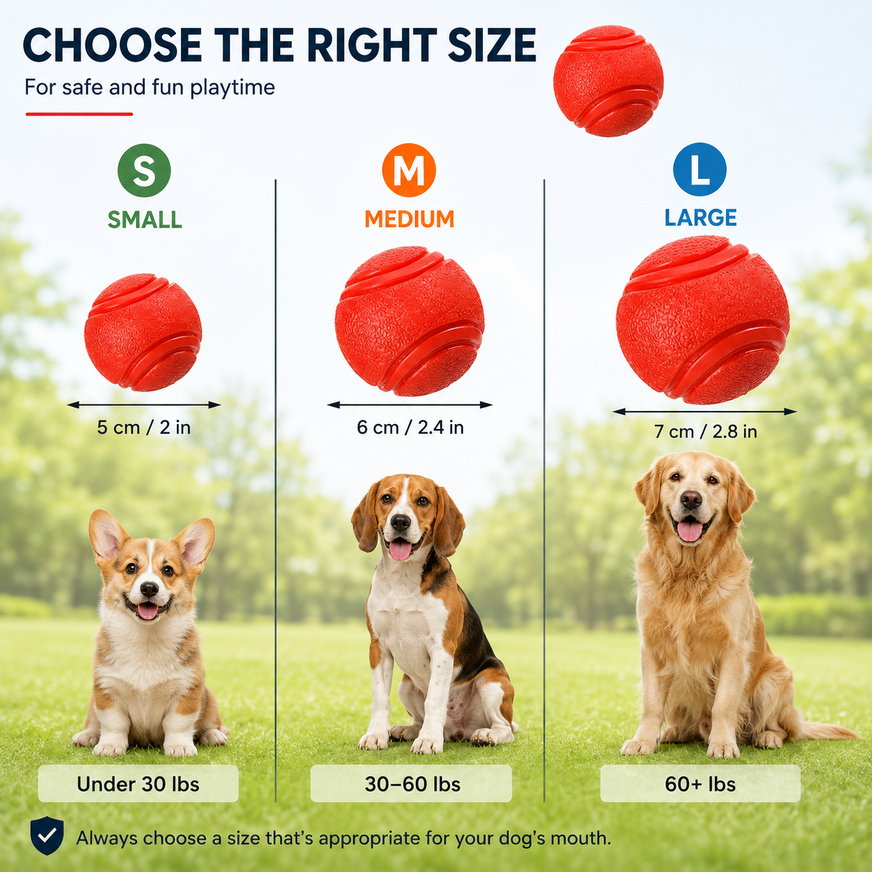 Rubber Pet Toy Ball Bite Resistant for Dogs and Cats - Red