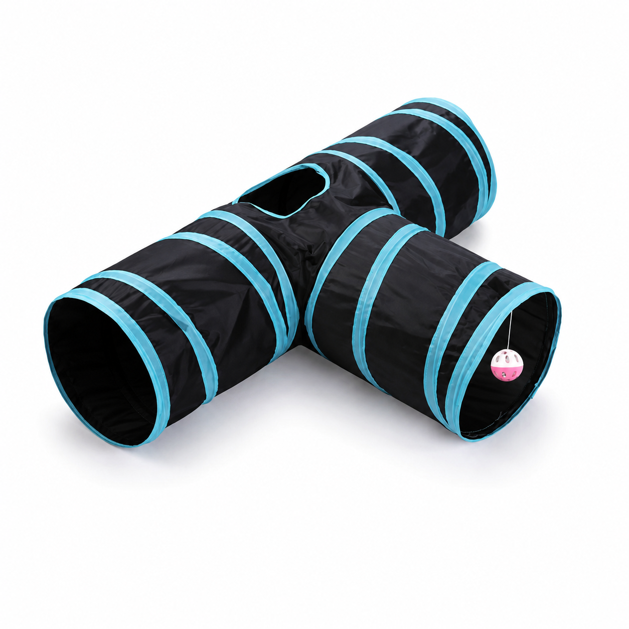 Pet Play Tunnel T Shape Foldable Cat Activity Tunnel for Cats Kittens and Small Pets