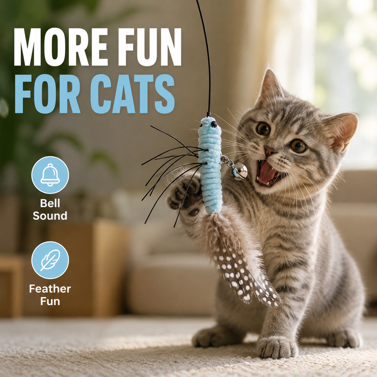 Dragonfly Feather Cat Toy Replacement Head Interactive Teaser Attachment for Cats