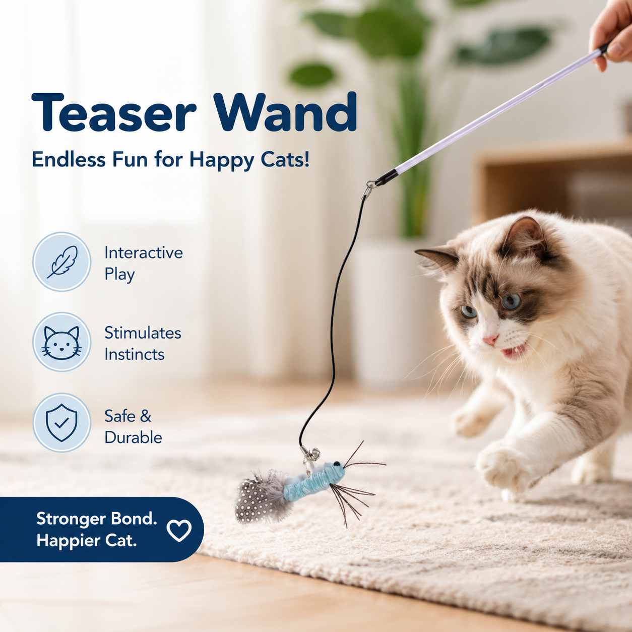 Dragonfly Feather Cat Teaser Wand